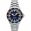 Emporio Armani Sea Explorer AR60090 automatic watch with navy dial, orange accents, stainless steel case and bracelet