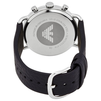 Emporio Armani Aviator AR11105 watch caseback showing stainless steel with engraved Eagle logo