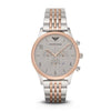 Emporio Armani Beta chronograph watch with grey dial and two-tone bracelet, front view