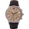 Emporio Armani Chrono Renato Large AR2433 chronograph watch with cream dial and black leather strap