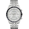 Emporio Armani Chrono Tazio XLarge stainless steel chronograph watch with white dial and black tachymeter bezel