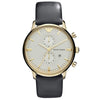 Emporio Armani Gianni gold-tone chronograph watch with cream dial and black leather strap