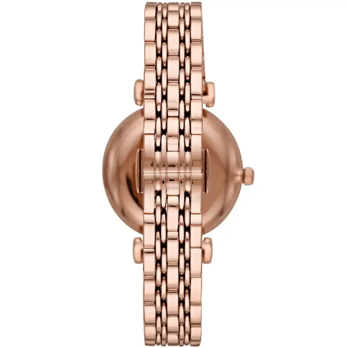 Emporio Armani Gianni rose gold watch caseback view