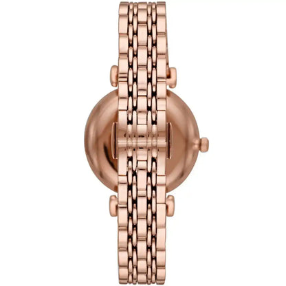 Emporio Armani Gianni rose gold watch caseback view