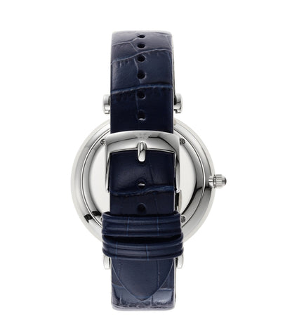 Caseback view of Emporio Armani Gianni AR11300 showing silver case with Emporio Armani emblem