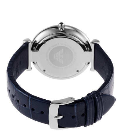 Navy blue genuine leather strap with T-bar attachment on Emporio Armani Gianni AR11300