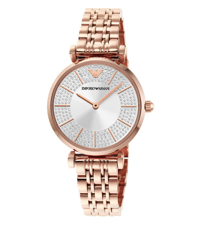 Emporio Armani Gianni T-Bar rose gold women's watch with crystal-set dial and rose gold bracelet