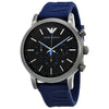 Emporio Armani Luigi chronograph men's watch with black dial and navy blue silicone strap
