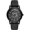 Emporio Armani Luigi AR60008 automatic men's watch with black case and black leather strap, front view