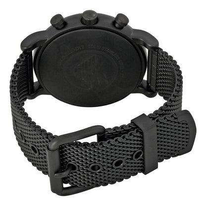 Case back view of Emporio Armani AR1968 watch with black mesh strap