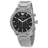 Emporio Armani Mario chronograph watch with black dial and silver-tone stainless steel bracelet