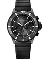 Emporio Armani Mario black chronograph watch with black silicone strap and white dial markers