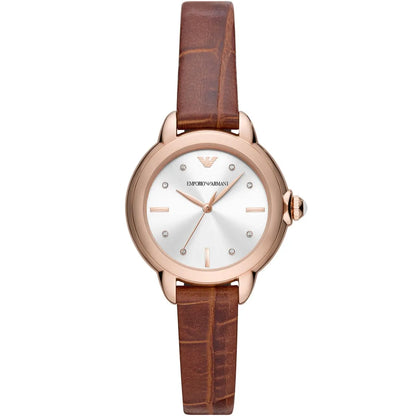 Emporio Armani Mia AR11525 women's watch with rose gold case and brown leather strap