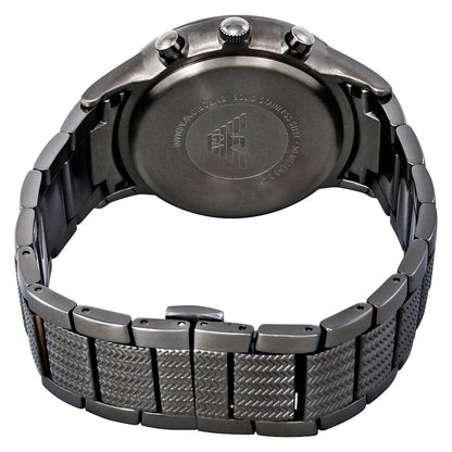 Caseback of Emporio Armani Renato AR2505 with gunmetal ion-plated stainless steel case