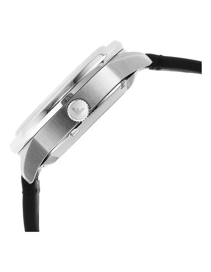 Side profile of Emporio Armani Renato watch showing case thickness and crown