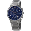 Emporio Armani Renato chronograph quartz watch with blue dial, gunmetal case and bracelet
