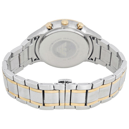 Caseback view of Renato Chronograph showing two-tone stainless steel band and transparent case