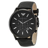 Emporio Armani Sportivo chronograph watch with black dial and leather strap