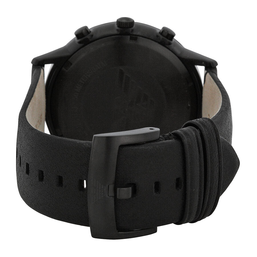 Emporio Armani Sportivo watch back view with leather strap and buckle