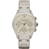 Emporio Armani Valente white ceramic chronograph watch with Roman numeral dial and steel bracelet