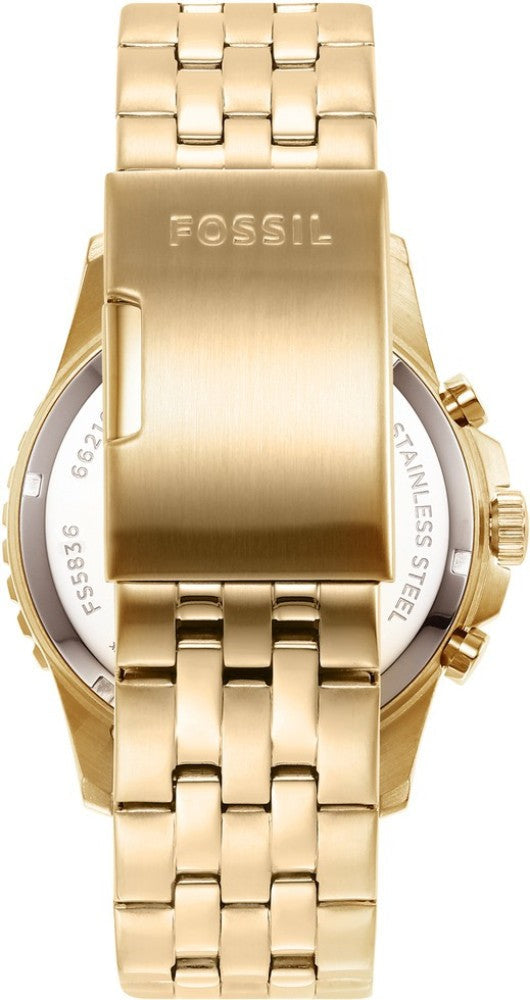 Fossil FB-01 case back with Fossil branding and water resistance text