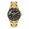 Fossil FB-01 chronograph watch with black dial, three subdials, and gold-tone bracelet