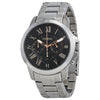 Fossil Grant Chronograph men's watch with black dial, Roman numerals, and stainless steel bracelet