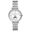 Fossil Jacqueline women's watch with silver-tone stainless steel bracelet and white dial featuring sun-moon complication