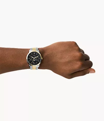 Fossil Neutra FS5906 two-tone watch worn on wrist