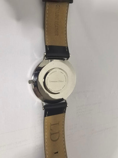Lorenzen Dilimi beige suede strap with branded backing showing LD logo