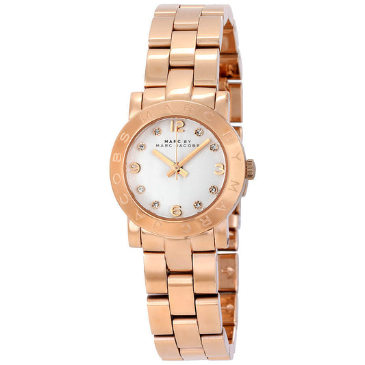 Marc by Marc Jacobs Baker rose gold watch with white dial and crystal hour markers