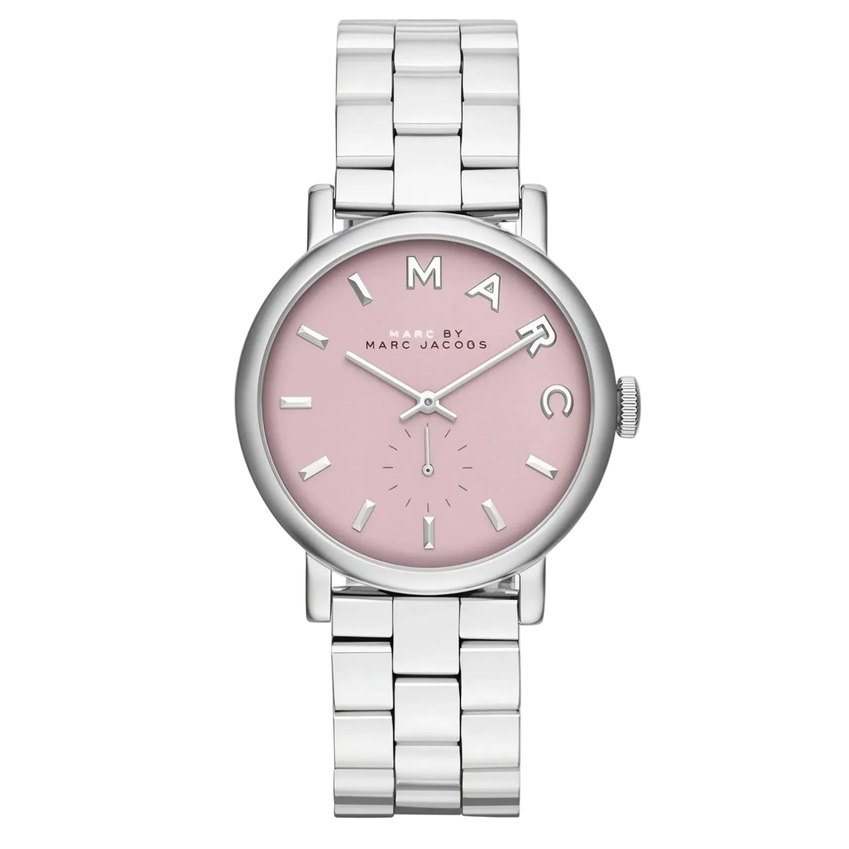 Marc by Marc Jacobs Baker watch with pink dial and silver stainless steel bracelet