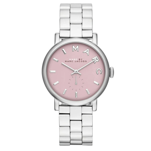 Marc by Marc Jacobs Baker watch with pink dial and silver stainless steel bracelet