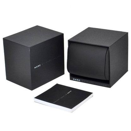 Marc by Marc Jacobs Baker watch packaging with black branded box and cloth pouch