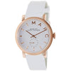 Marc by Marc Jacobs Baker watch with white dial, rose gold case, and white leather strap