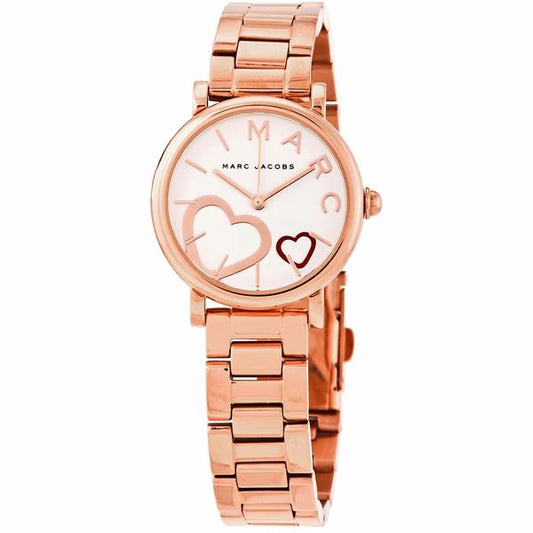 Marc Jacobs MJ3592 rose gold watch with white dial and heart design