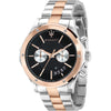 Maserati Circuito chronograph men's watch with two-tone steel and rose gold bracelet and black dial