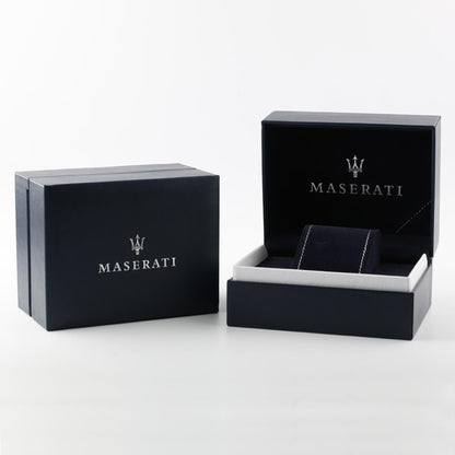 Maserati Circuito watch with black presentation box and trident logo branding