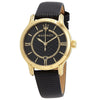 Maserati Epoca ladies watch with black dial, gold-tone case, and black leather strap