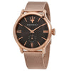 Maserati Epoca men's watch with anthracite dial, rose gold case, and mesh strap