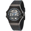Maserati Potenza black skeleton dial men's watch with black leather strap and stainless steel case