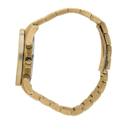 Side view of Maserati Sfida gold stainless steel bracelet and case