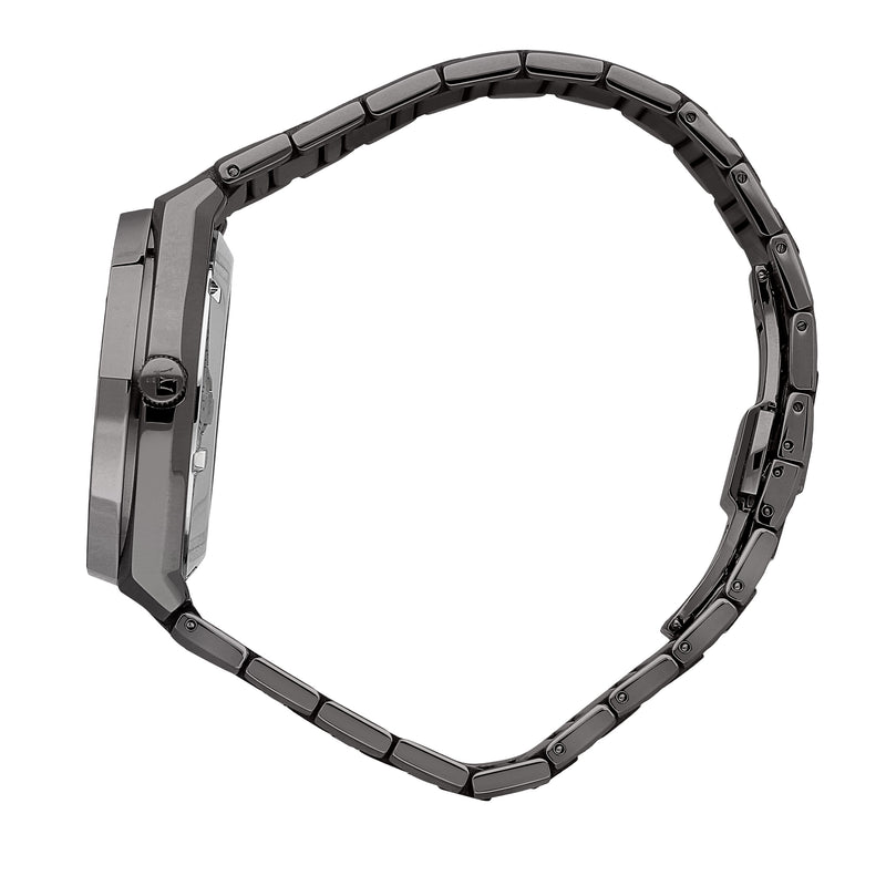 Side view of Maserati Stile men's watch showing steel bracelet and case profile