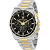 Maserati Velocità R8873652003 two-tone chronograph watch with black dial and gold accents