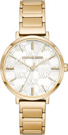 Michael Kors Addyson gold-tone watch with white dial and MK logo pattern