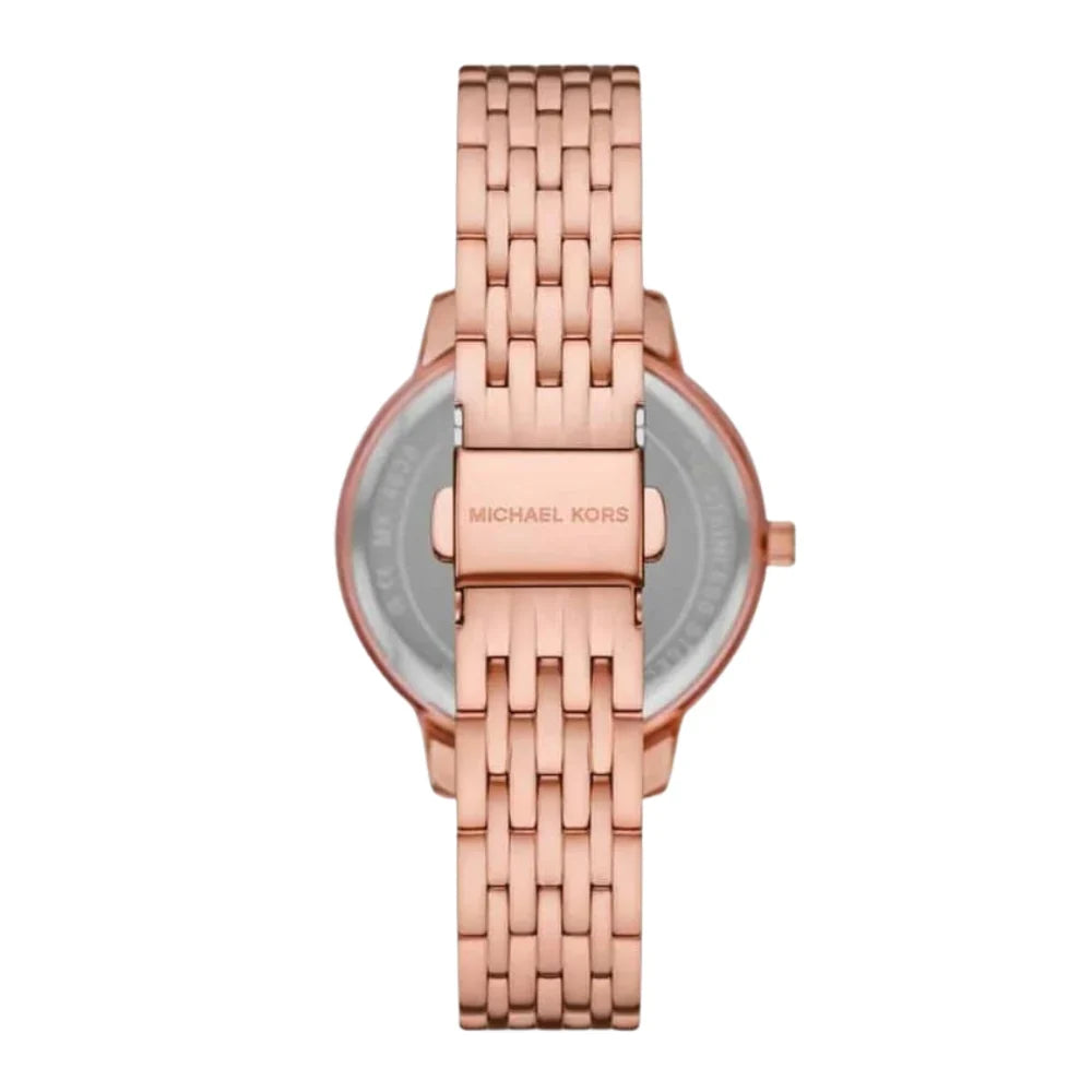 Michael Kors Adrianna II rose gold watch caseback and bracelet strap