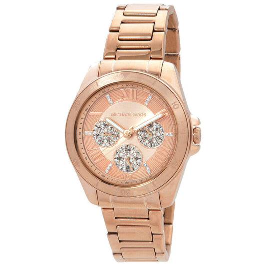 Michael Kors Alek rose gold-tone quartz watch with crystal chronograph subdials and matching bracelet