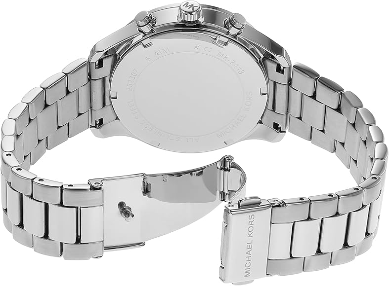 Michael Kors Berkley watch caseback and stainless steel link bracelet