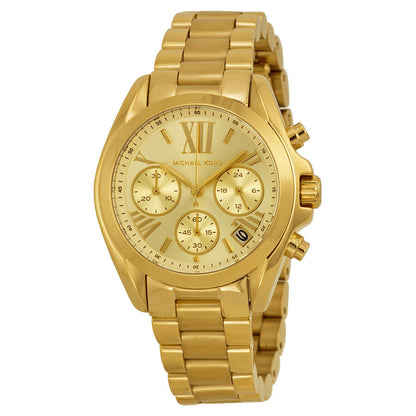 Michael Kors Bradshaw gold chronograph watch with champagne dial and Roman numerals