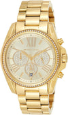 Michael Kors Bradshaw gold chronograph watch with pavé subdials and crystal-set bezel on matching bracelet